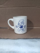 Smurfs Cartoon Character Mug, 1980s Ceramic Coffee Cup, Collectible Whit... - $14.85