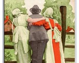 Romance Man With Milk Maids Farm Girls Back To the Old Scenes DB Postcar... - $4.90