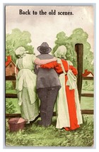 Romance Man With Milk Maids Farm Girls Back To the Old Scenes DB Postcar... - $4.90