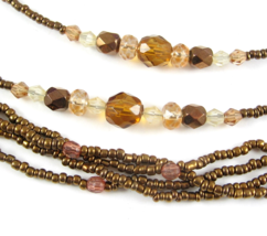 Pair Multi Strand COPPERTONE NECKLACES Vintage Glass Beads Seedbeads Coo... - $21.77