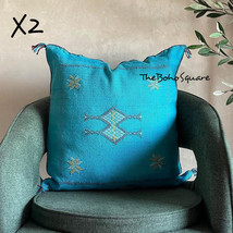 Set Of 2 Handmade &amp; Hand-Stitched Moroccan Sabra Cactus Pillow Cushion, ... - £93.81 GBP