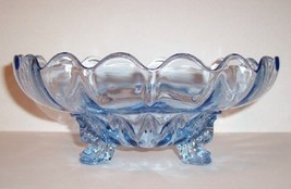 New Martinsville Blue Janice 10 1/4&quot; Cupped 3 Toed Bowl  - £62.12 GBP