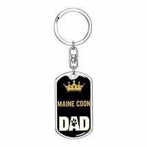 Cat Keyring Gift Maine Coon Cat Dad King Swivel Keychain Stainless Steel Or 18k  - $25.69