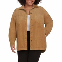 Matty M Women&#39;s Plus Size 3X Camel Corduroy Shirt Jacket Shacket NWT - $22.49