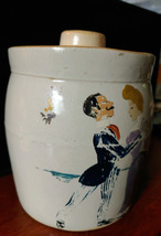 Old Crock with lid Handpainted with a Victorian Couple Dancing image 3