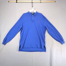 Vtg Polo by Ralph Lauren Blue Polo Shirt Men's L Long Sleeve Red Pony 90... - $20.00