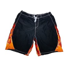 Arizona Jean Company Mens Size Large Black with Side Flames Fire Swim Trunks Sho - $11.42