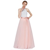 A Line Long Maxi Bridesmaid Tulle Skirt For Wedding Evening Party P68 Blush L - £43.29 GBP