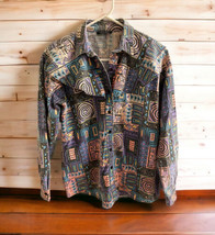 Vintage Rocky Mountain Clothing Shirt Button Down 80’s 90&#39;s Western Print Blue - £17.40 GBP