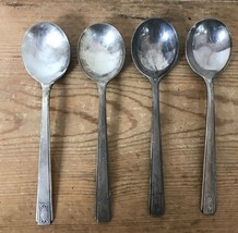 Set Lot 4 Vtg Art Deco Antique Oneida Community Plate Silverplate Soup Spoons - £23.97 GBP