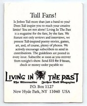 Jethro Tull Living IN The Past Ventilateur Club Carte Invitation - £23.92 GBP