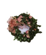Vintage Victorian Wreath Holiday Spring Pink Rose Ivy Pine MCM Door Cent... - £31.38 GBP