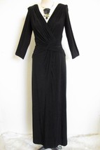 Tadashi Shoji Twist Front Jersey V Neck Gown S Ruched  Long Evening Dres... - $1,332.36 MXN