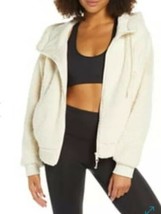 Zella Sadie Farrah Bomber Fleece Jacket SIZE Large Ivory Dove RETAIL 89.00 - $42.77