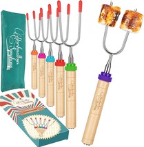 Set Of 6 Telescoping Smores Skewers Extra Long Heavy Duty Forks For Fire Pit And - $39.95