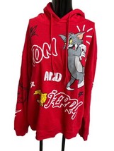 Red Tom And Jerry Sweatshirt Hoodie Two Sided Graphic Size YOUTH LARGE 20 - £15.75 GBP