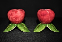 Pair of Franciscan Apple Figure Hand Painted Candlestick Holders - £14.26 GBP