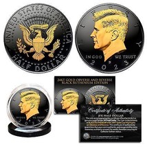 2023 Black Ruthenium Jfk Half Dollar U.S. Coin 2-SIDED 24K Gold (D-MINT) - £14.74 GBP