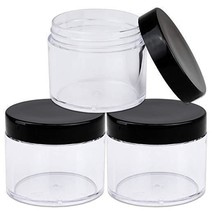 3 Pieces 2Oz/60G/60Ml Hq Acrylic Leak Proof Clear Container Jars W/Black Lid - £10.94 GBP