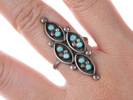 sz7.75 c1950&#39;s Zuni silver turquoise snake eye ring - £73.98 GBP