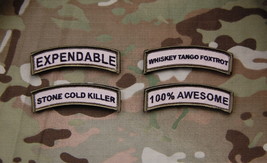 Morale Patch Tab Collection Set Multicam Afghanistan WTF EXPENDABLE Hook &amp; Loop - £12.33 GBP