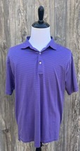 Peter Millar Purple Striped 100% Cotton Men&#39;s Polo Golf Shirt Size Large - $23.76