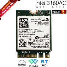 Lot X 5 Dell Intel Wireless-AC 3160 Dual Band WLAN WiFi Bluetooth M.2 Ca... - $66.00
