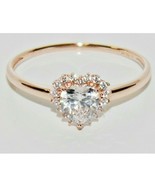 0.50Ct Herz &amp; Künstlicher Diamant 14K Rose Vergoldet Versprechen Ring - €96,85 EUR