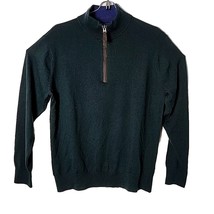 Orvis Men M Quarter Zip Green 100% Merino Wool Long Sleeve Classic Sweater - £61.54 GBP