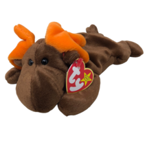 VTG NWT Beanie Babies 1993 Chocolate Moose Plush Orange Antlers - $64.34