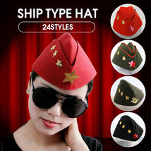 Unisex Pentagram Badge Navy Cosplay Military Cap Army Sailor Hat Dance B... - £6.07 GBP