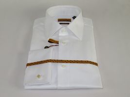 Mens long sleeves Cotton Shirt French Cuffs Wrinkle Resistance ENZO 61102 White image 6