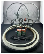 26&quot; WHEEL SET FRONT &amp; COASTER 72 SPOKES, 2 BRICK WHITE WALL TIRES &amp; TWO ... - £178.61 GBP