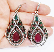 Chandelier Drop Earrings, Arabic Belly Dance Earrings, Ethnic Bridal Jewelry 2.5 - £26.83 GBP