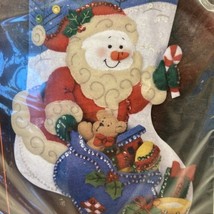 Snow Santa Felt Christmas Stocking Kit Maria Stanziani Bucilla 85317 Sleigh - $28.50