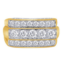 2Ct Imitación Diamante Hombre 3 Fila Boda Banda Anillo 14K Oro Amarillo Plateado - £371.54 GBP
