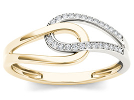 10K Two-Tone Yellow Gold 0.08 Ct Diamond Fashion Ring - £167.24 GBP