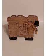 Wooden Bathroom Wall Plaque Sign Bath 5 c&#39; Sheep Shaped w/Bell Primitive... - $527.41 MXN