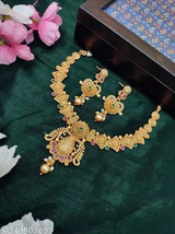 Jawaharat Kundan Necklace and Earrings Traditional, Antique Jewellery Sets D - £24.71 GBP
