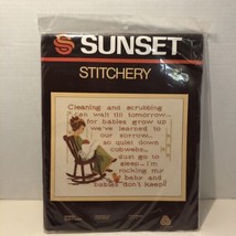 Sunset Stitchery Babies Don&#39;t Keep Kit Motherhood 11x14&quot; #2654 Crewel - £15.57 GBP