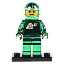 Chrome Green Plated Astronaut Classic Space Lego Compatible Minifigure Bricks - £6.36 GBP