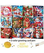 12 Christmas Greeting Cards With 2 Pens Diamond Jewel Art COMPLETED &amp; SE... - $44.54