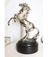 Western Black Beauty Prancing Horse Stallion Silver Resin Figurine With ... - $77.90 CAD