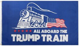 All Aboard The Trump Train 2024 Blue Premium Quality Heavy Duty Fade Res... - £10.26 GBP