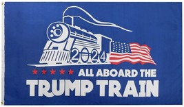 All Aboard The Trump Train 2024 Blue Premium Quality Heavy Duty Fade Res... - $12.88