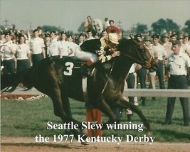 1977 - SEATTLE SLEW winning the Kentucky Derby - Color Close Up - 10&quot; x 8&quot; - £15.80 GBP