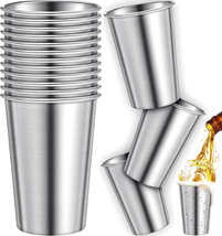 Stainless Steel Pint Cups 16 Ounce 16 Pieces, Stainless Steel Tumblers Pint Camp - £54.42 GBP