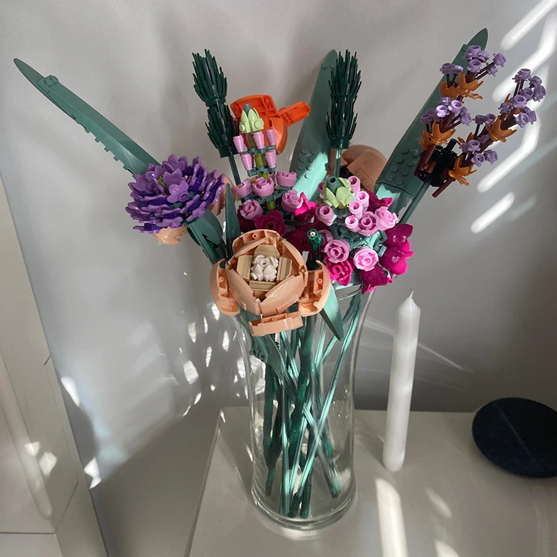 DIY 3D Fomantic Flower Bird of Paradise Bouquet Rose Building Block Set Bricks - £54.31 GBP+