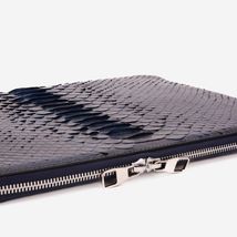The Varese Navy Hand-Painted Python Leather 14” Laptop Portfolio image 2