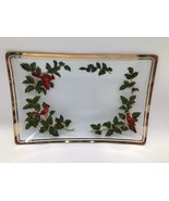 1984 Lefton Cardinal Birds Holly Rectangular Porcelain Tray 12&quot;x8.25&quot; Go... - $456.47 MXN